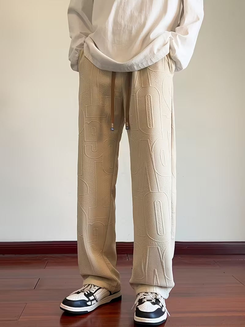 Men’s Drawstring Pants with Embossed Pattern