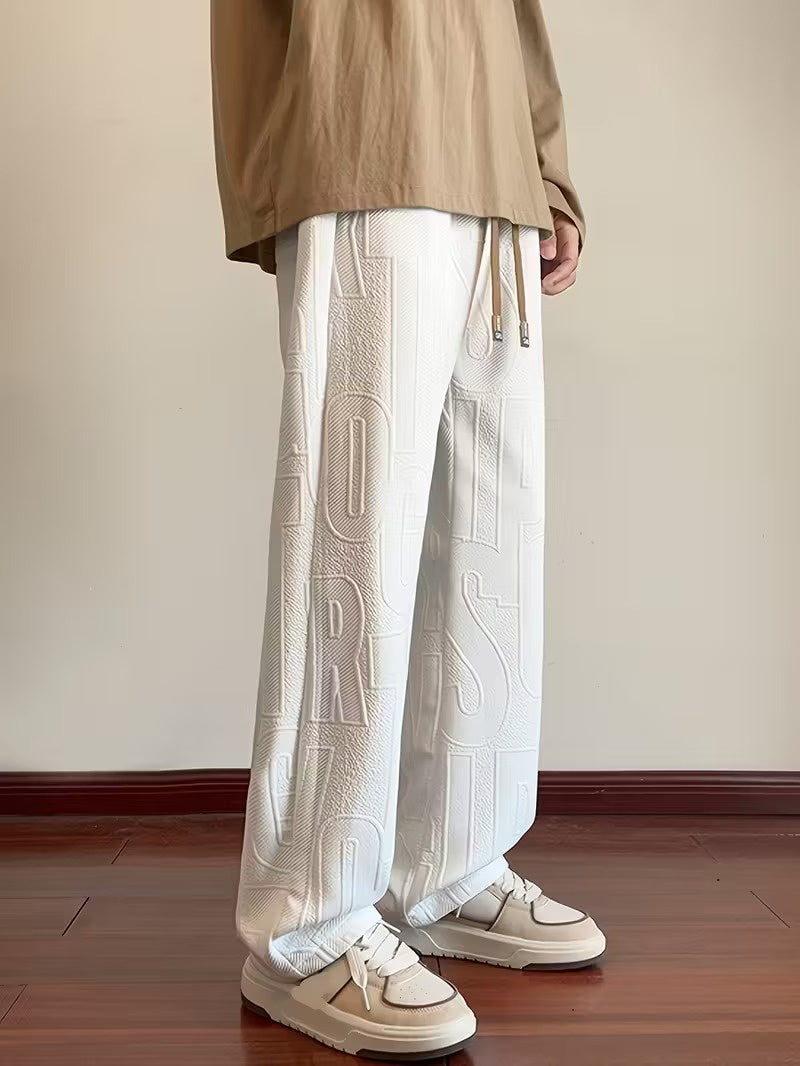 Men’s Drawstring Pants with Embossed Pattern