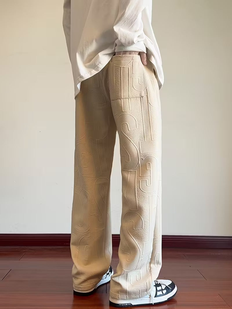 Men’s Drawstring Pants with Embossed Pattern