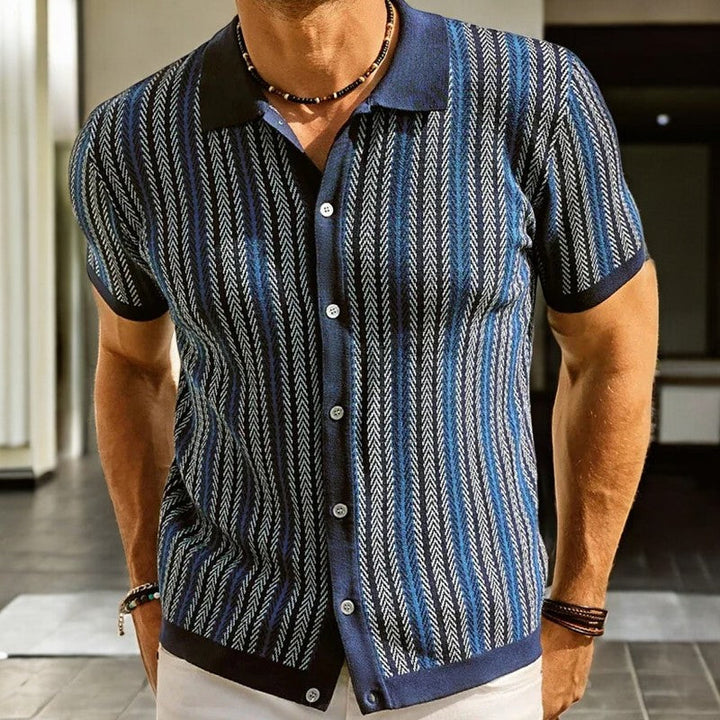 Men’s Button Down Shirt with Collared Neckline and Short Sleeves