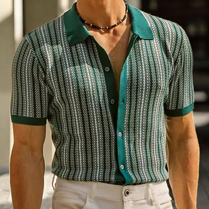 Men’s Button Down Shirt with Collared Neckline and Short Sleeves