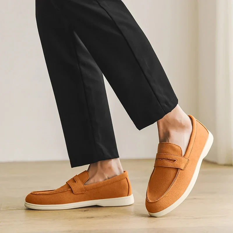 Men’s Loafers with Slip-On Design and Stitched Upper