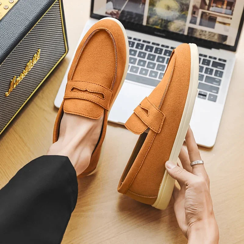 Men’s Loafers with Slip-On Design and Stitched Upper