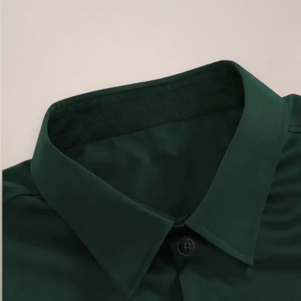 Men’s Long-Sleeve Shirt with Notched Collar and Button Placket