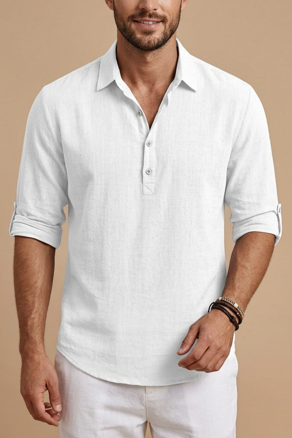 Men’s Shirt with Point Collar and Button Placket