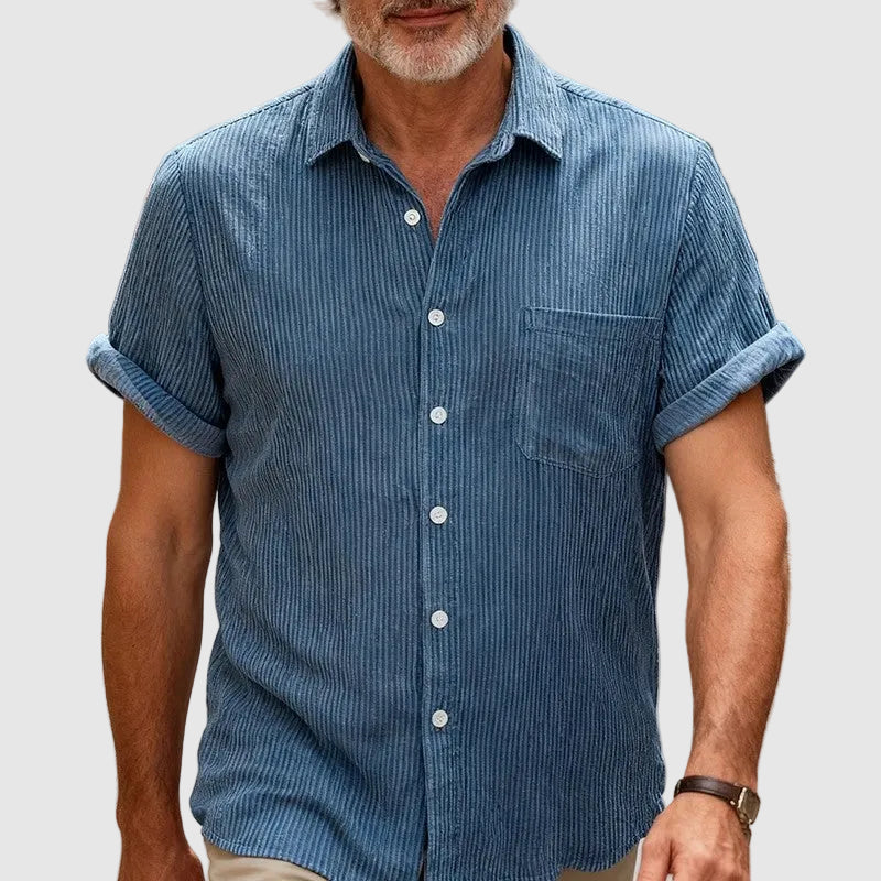 Men’s Short Sleeve Shirt with Chest Pocket and Button Closure