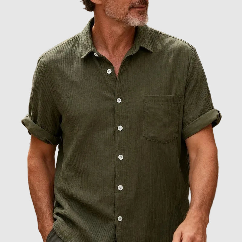 Men’s Short Sleeve Shirt with Chest Pocket and Button Closure