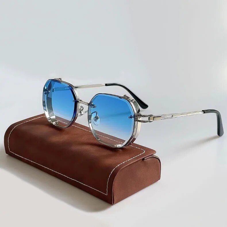 Men’s Sunglasses with Metal Accents and Round Frames