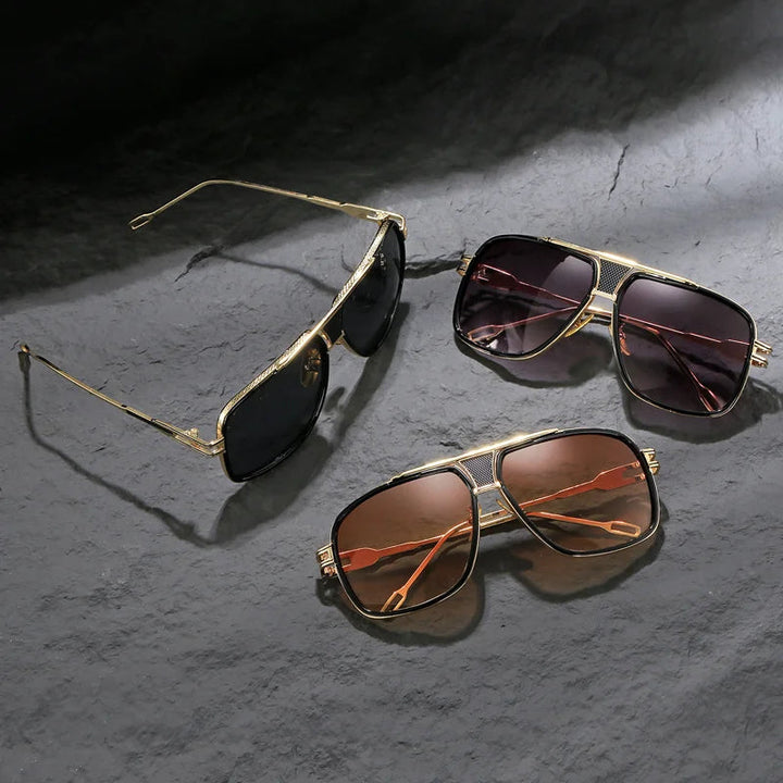 Men’s Sunglasses with Metal Frame and Double Bridge
