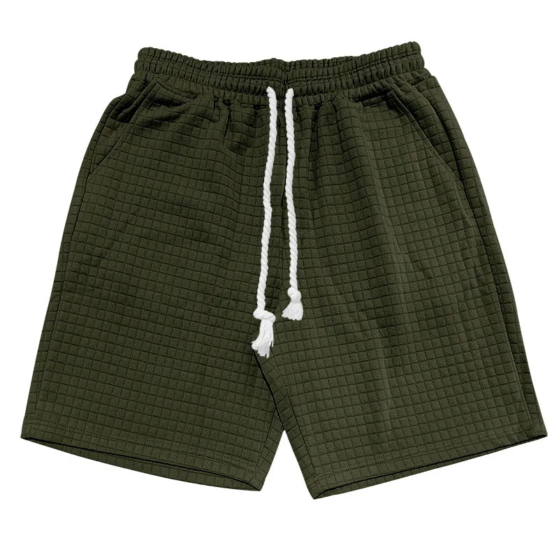 Men’s Two Piece Set with Zip Collar and Elastic Waist Shorts