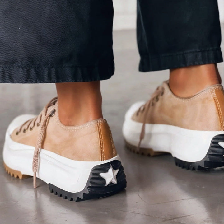 Women’s Sneakers with Lace-Up Closure and Toe Cap