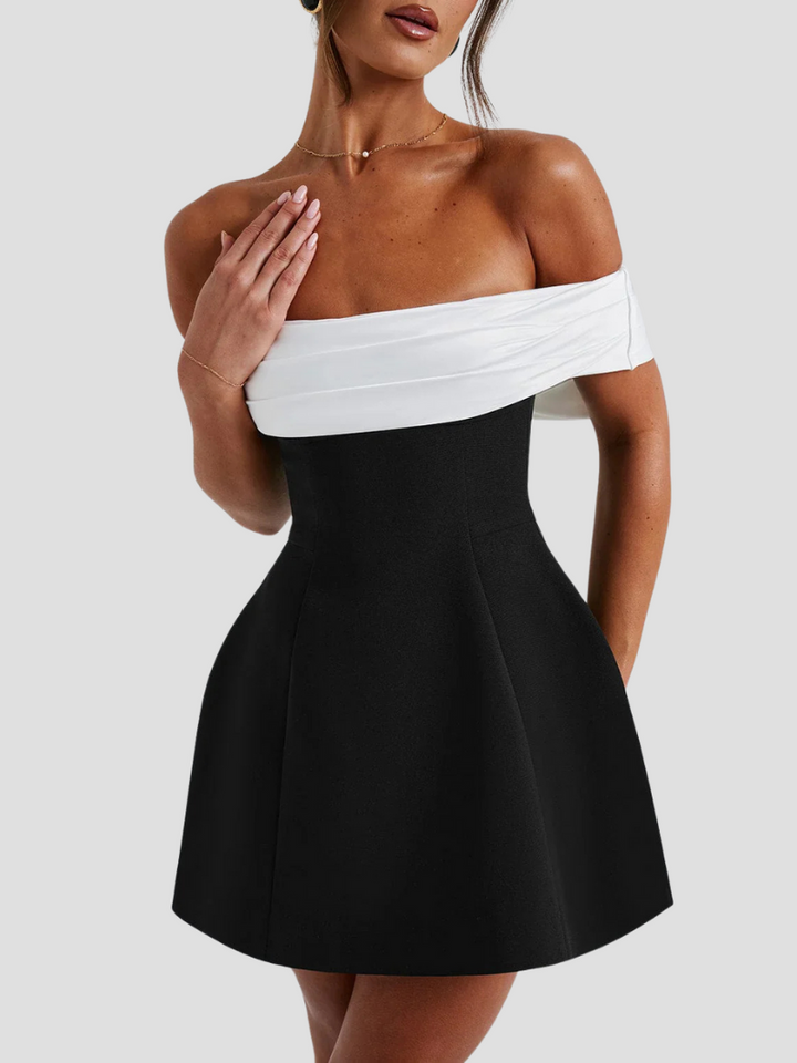 Women’s Formal Mini Dress with Off‑Shoulder and Back Bow Detail