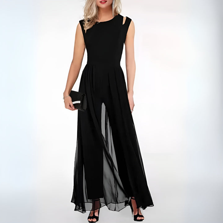 Women’s Jumpsuit with Round Neck and Sleeveless Design