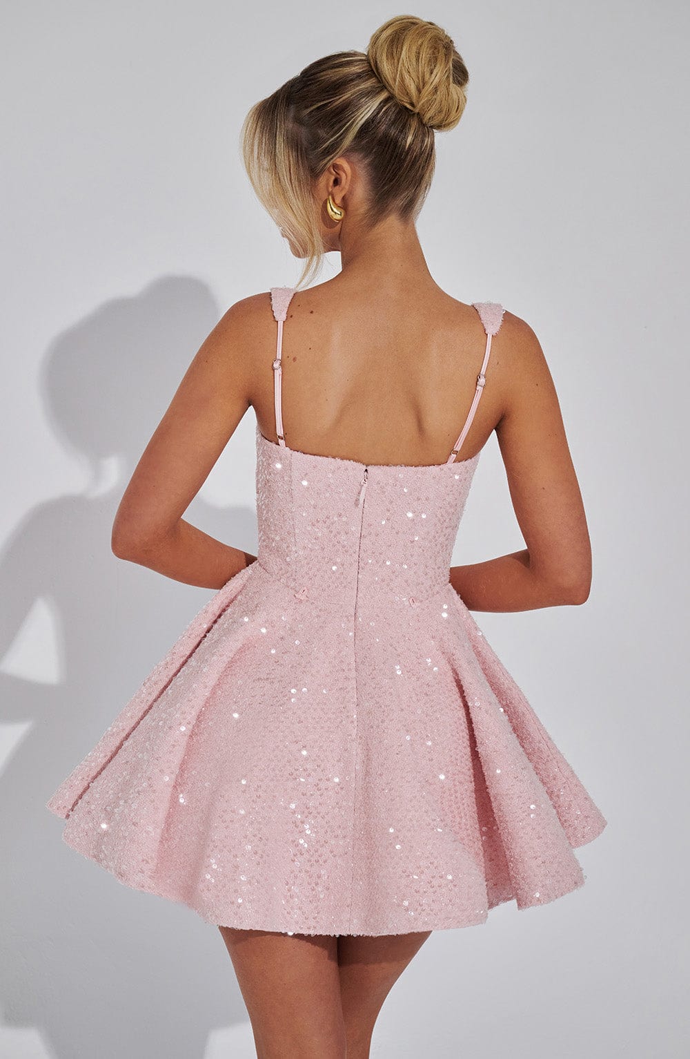 Women’s Mini Dress with Sequin Tweed Bow Detail