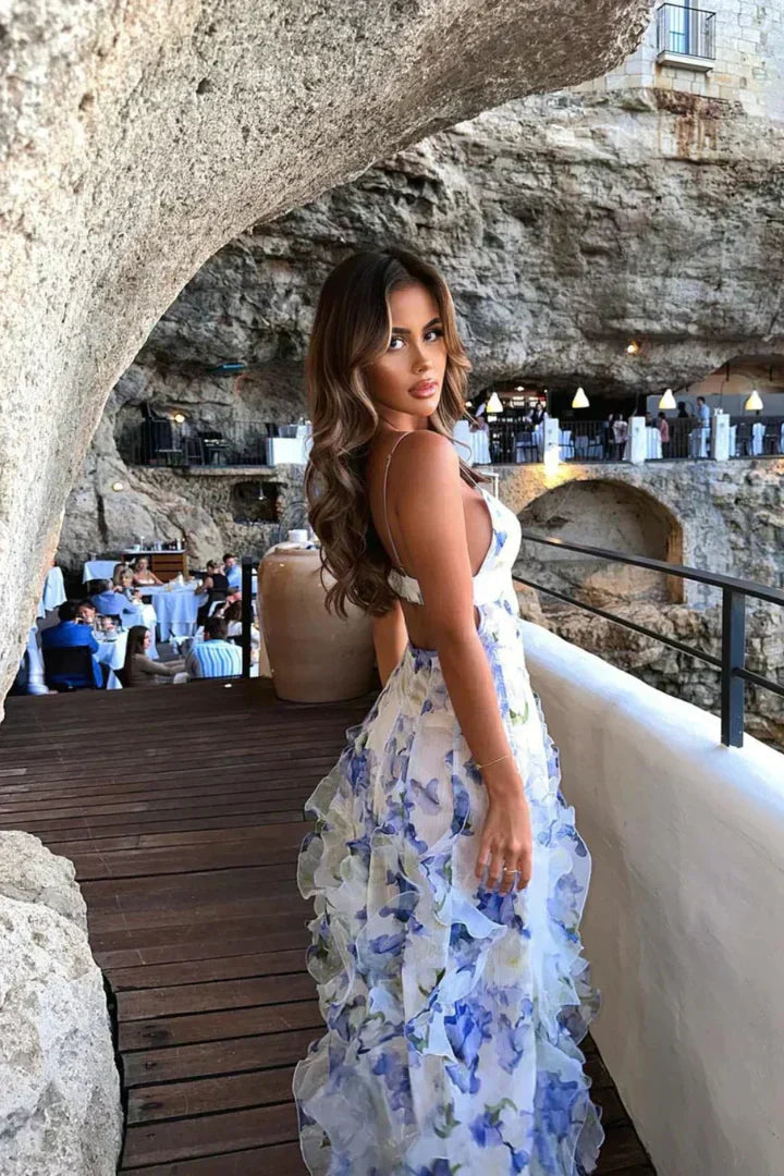 Women’s Summer Dress with Deep V‑Neck and Sleeveless