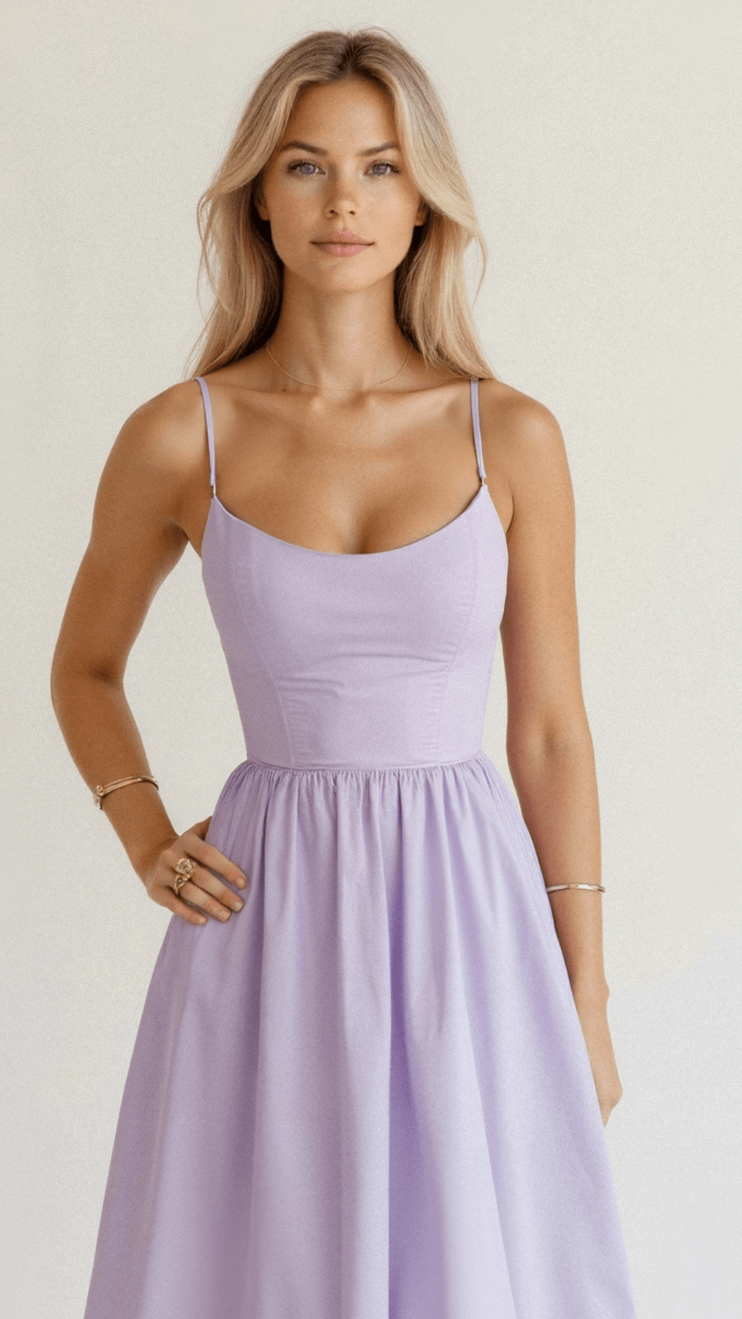Women’s A-Line Midi Dress with Flared Skirt Panels