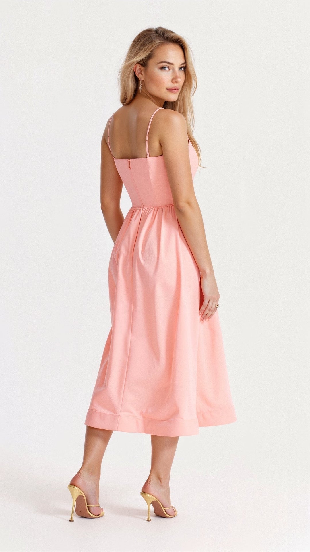 Women’s A-Line Midi Dress with Flared Skirt Panels