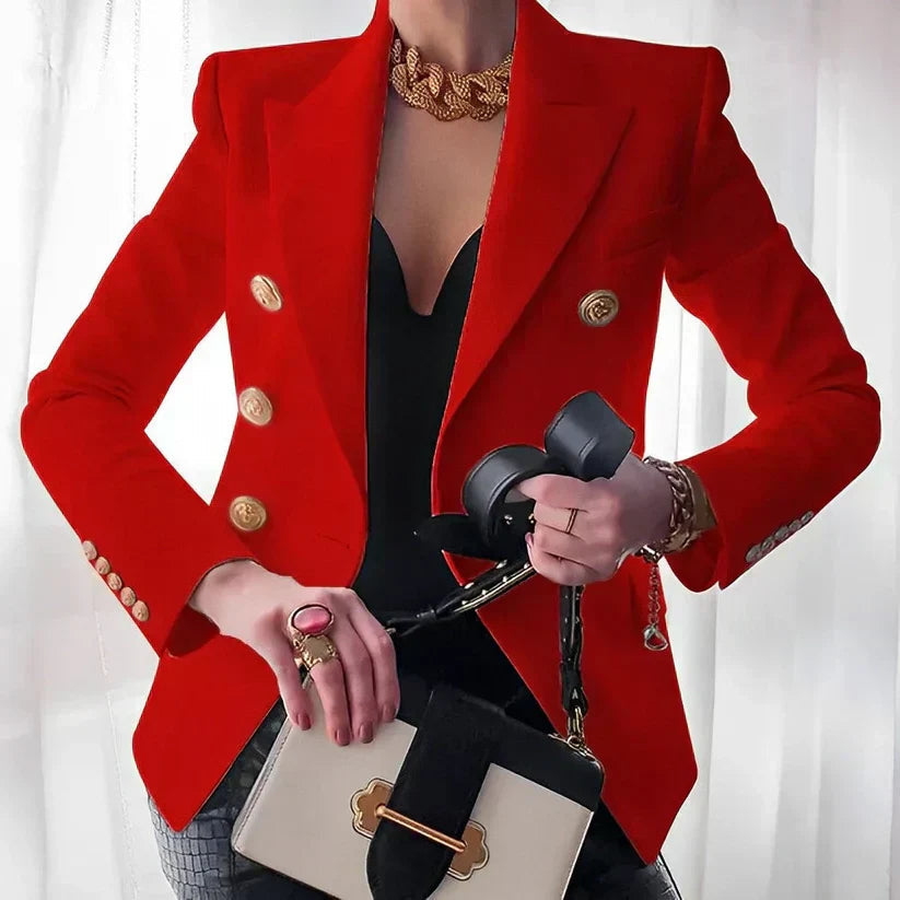 Women’s Blazer with Peak Lapels and Gold-Tone Buttons