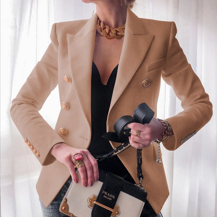 Women’s Blazer with Peak Lapels and Gold-Tone Buttons