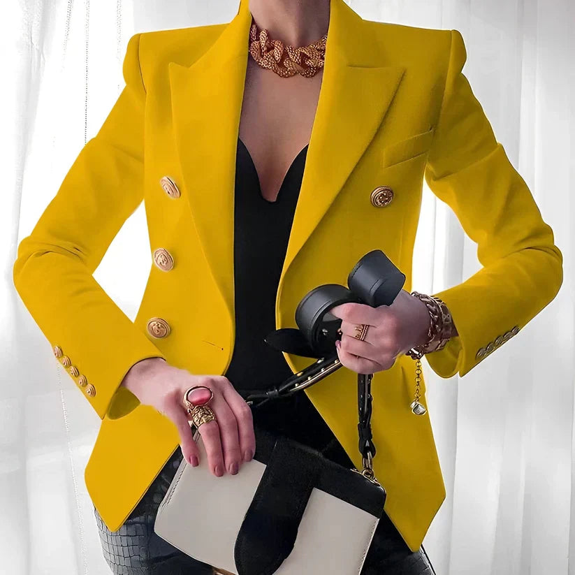 Women’s Blazer with Peak Lapels and Gold-Tone Buttons