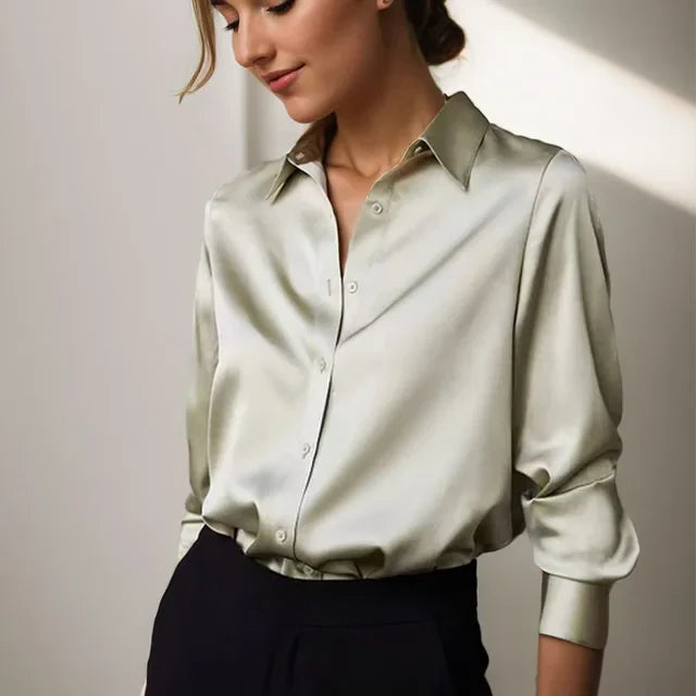 Women’s Blouse with Button-Down Front and Long Sleeves