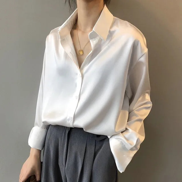 Women’s Blouse with Button-Down Front and Long Sleeves