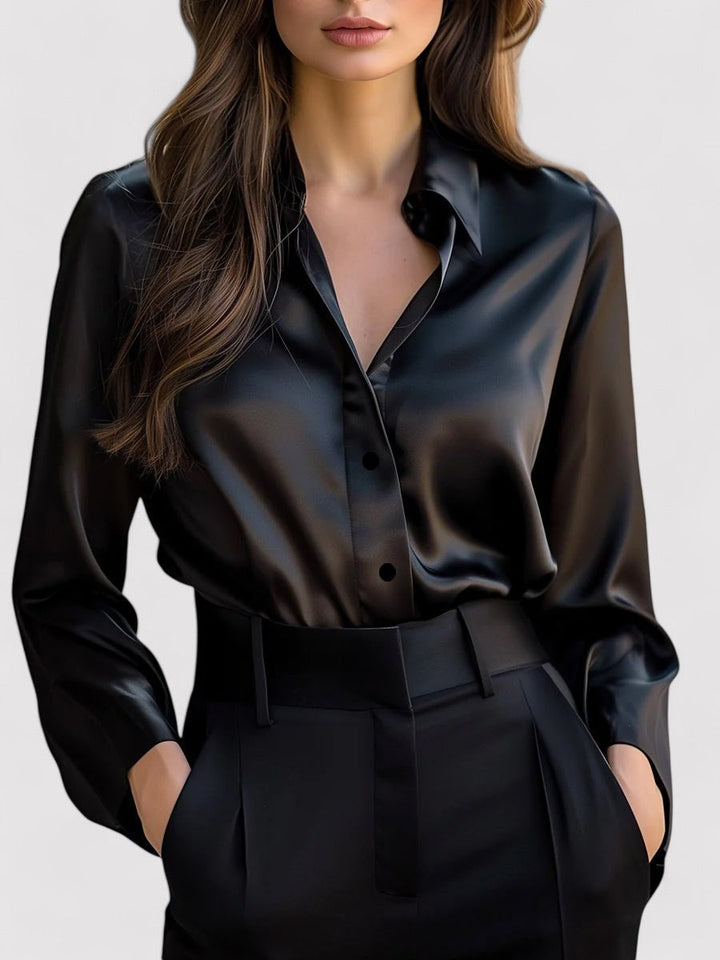 Women’s Blouse with Long Sleeves and Classic Collar