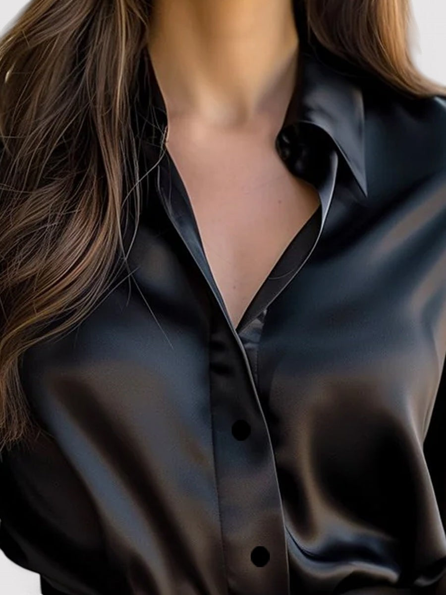 Women’s Blouse with Long Sleeves and Classic Collar