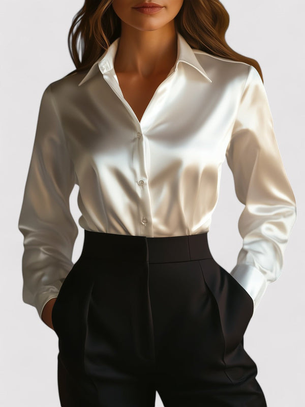 Women’s Blouse with Long Sleeves and Classic Collar
