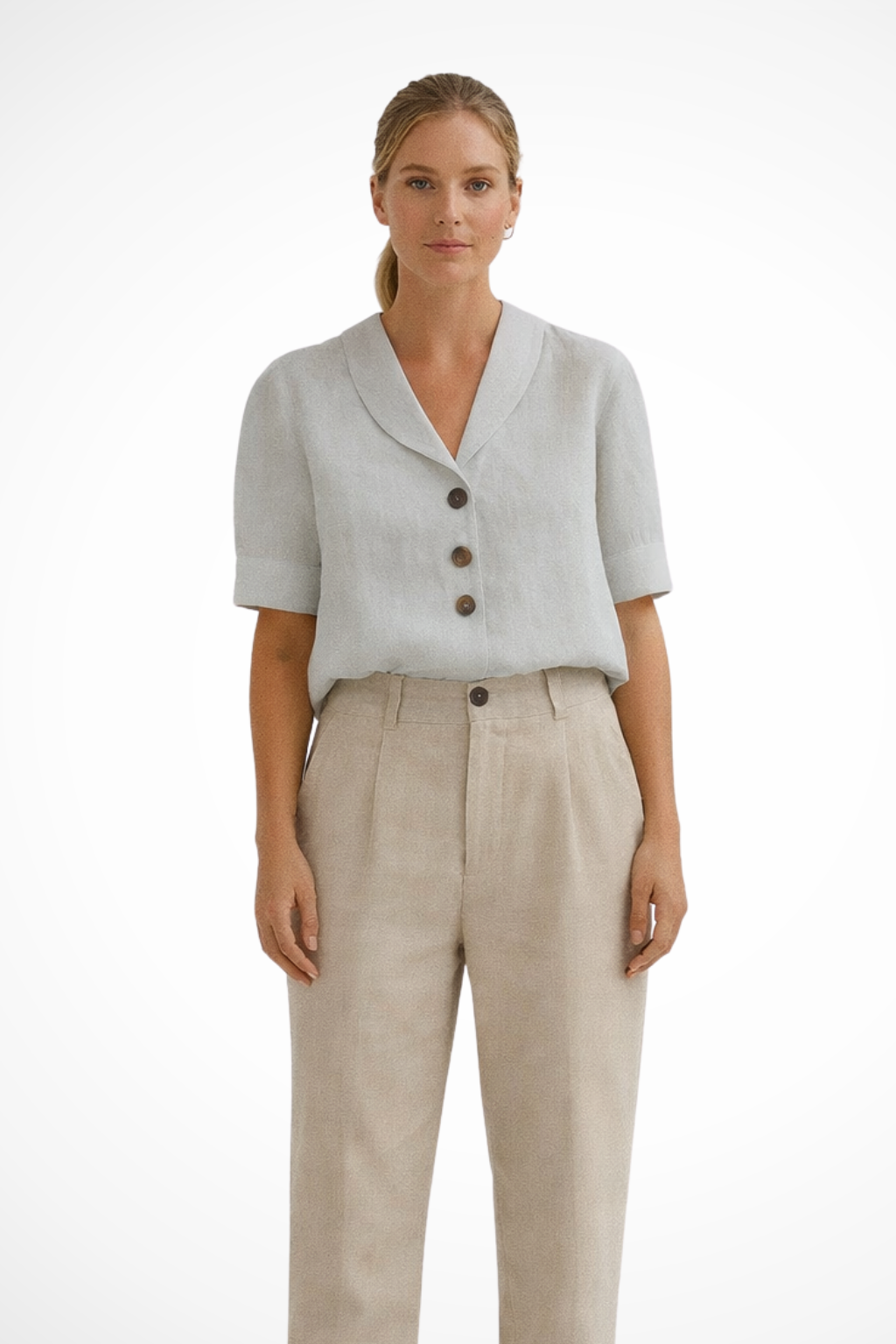 Women’s Blouse with Soft Collar and Button Front