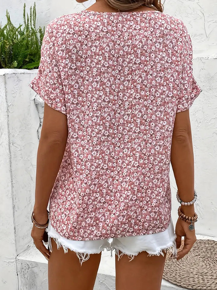 Women’s Blouse with Split Neckline and Front Buttons