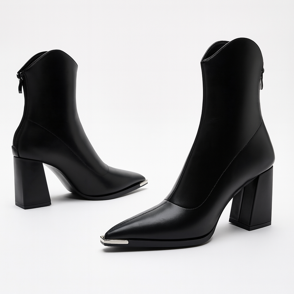 Women’s Boots with Block Heel and Pointed Toe