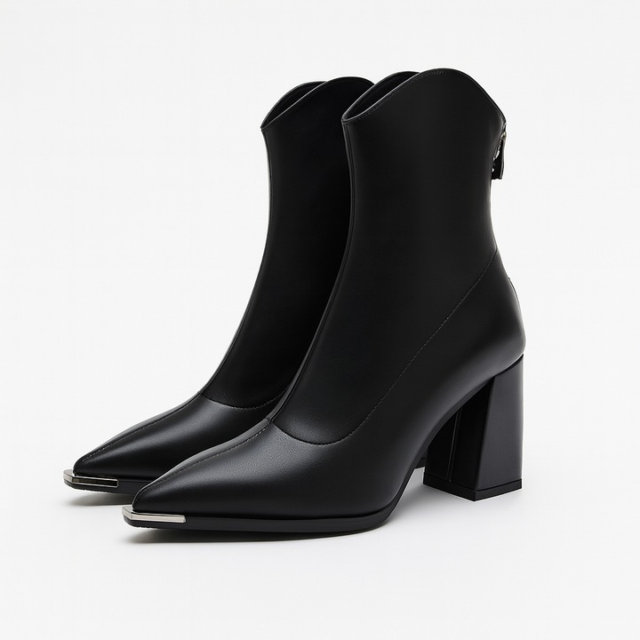 Women’s Boots with Block Heel and Pointed Toe