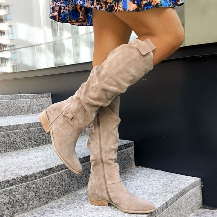 Women’s Boots with Knee-High Slouch and Side Zip