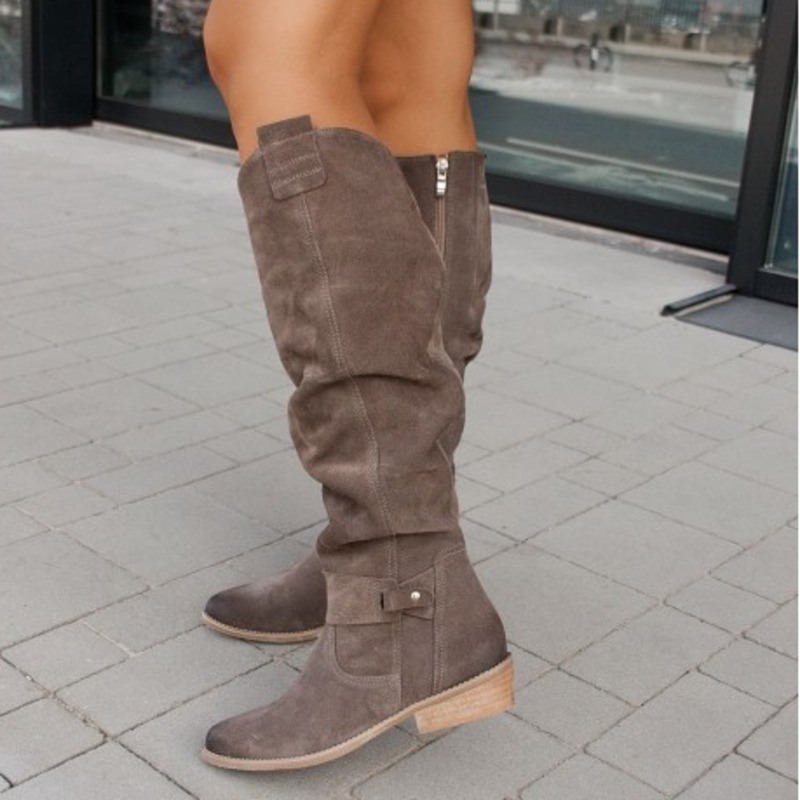 Women’s Boots with Knee-High Slouch and Side Zip