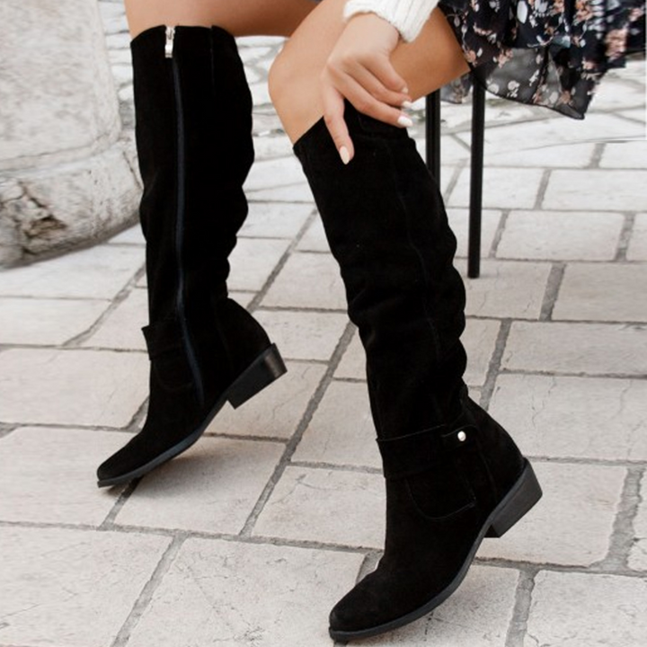 Women’s Boots with Knee-High Slouch and Side Zip