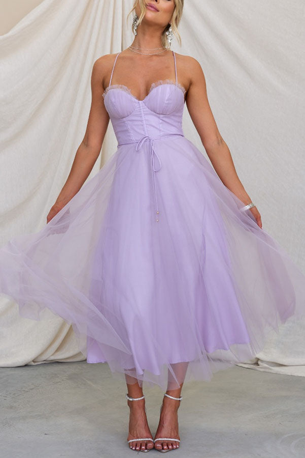 Women’s Corset Midi Dress with Sweetheart Neckline