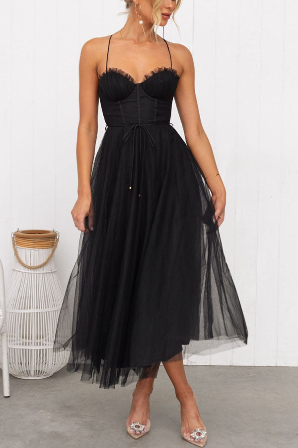 Women’s Corset Midi Dress with Sweetheart Neckline