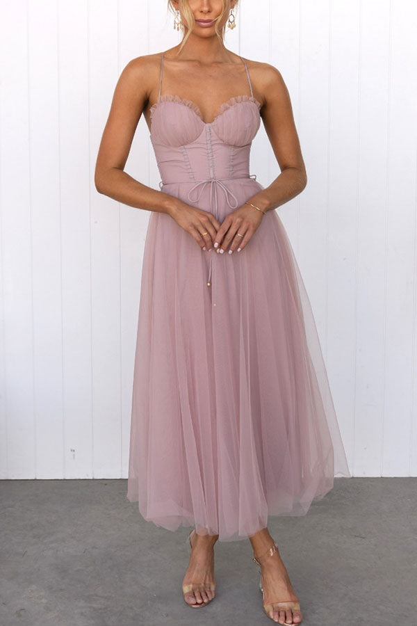 Women’s Corset Midi Dress with Sweetheart Neckline