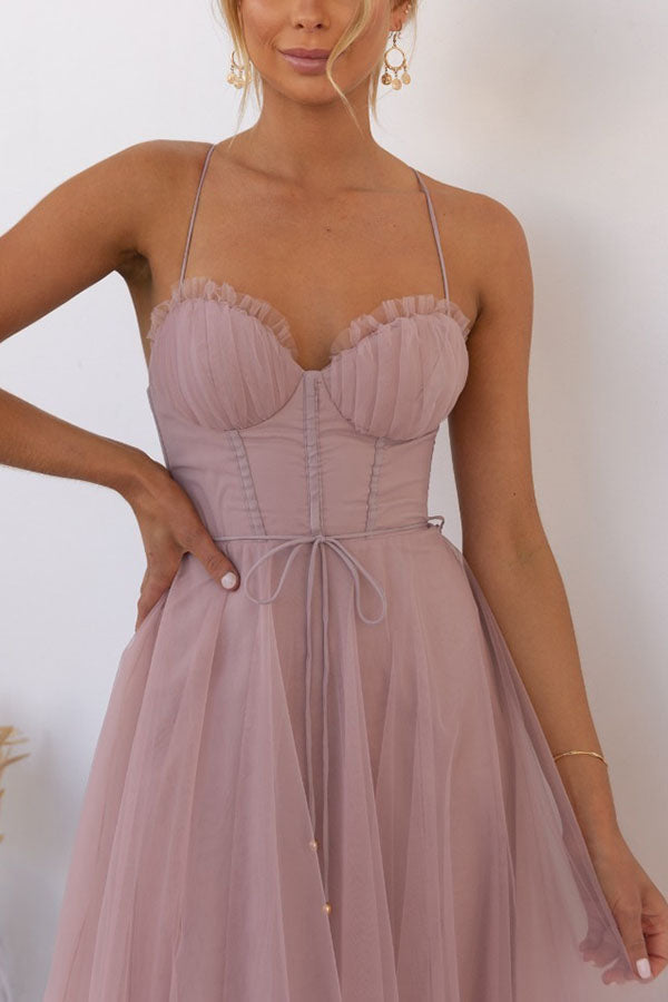 Women’s Corset Midi Dress with Sweetheart Neckline