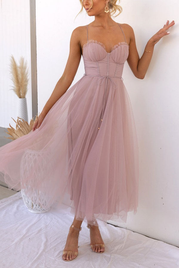 Women’s Corset Midi Dress with Sweetheart Neckline