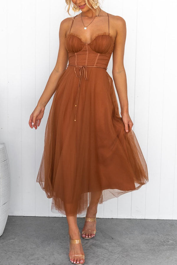 Women’s Corset Midi Dress with Sweetheart Neckline