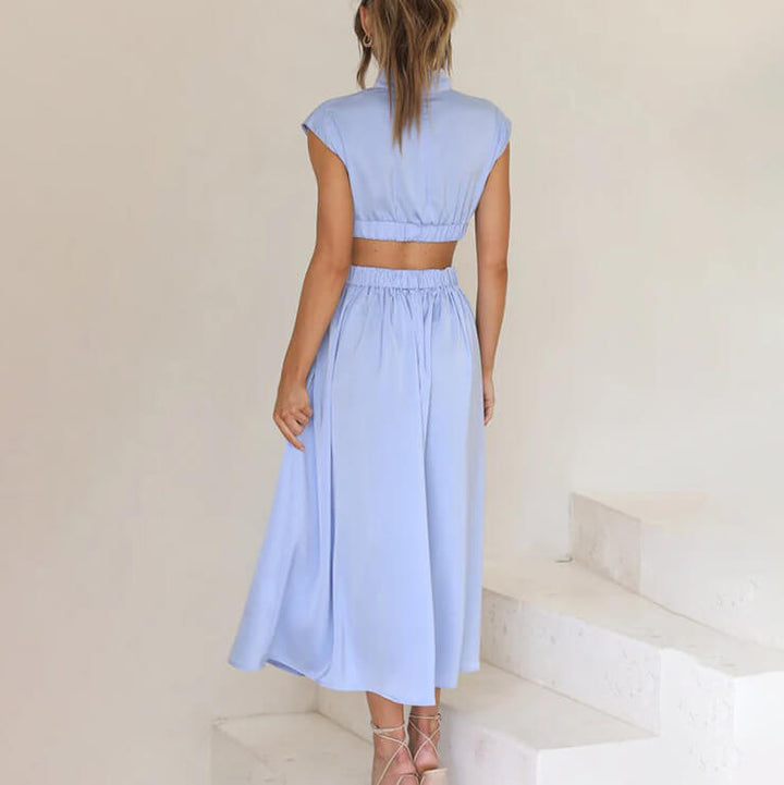 Women’s Dress with High Neckline and Waist Cutouts