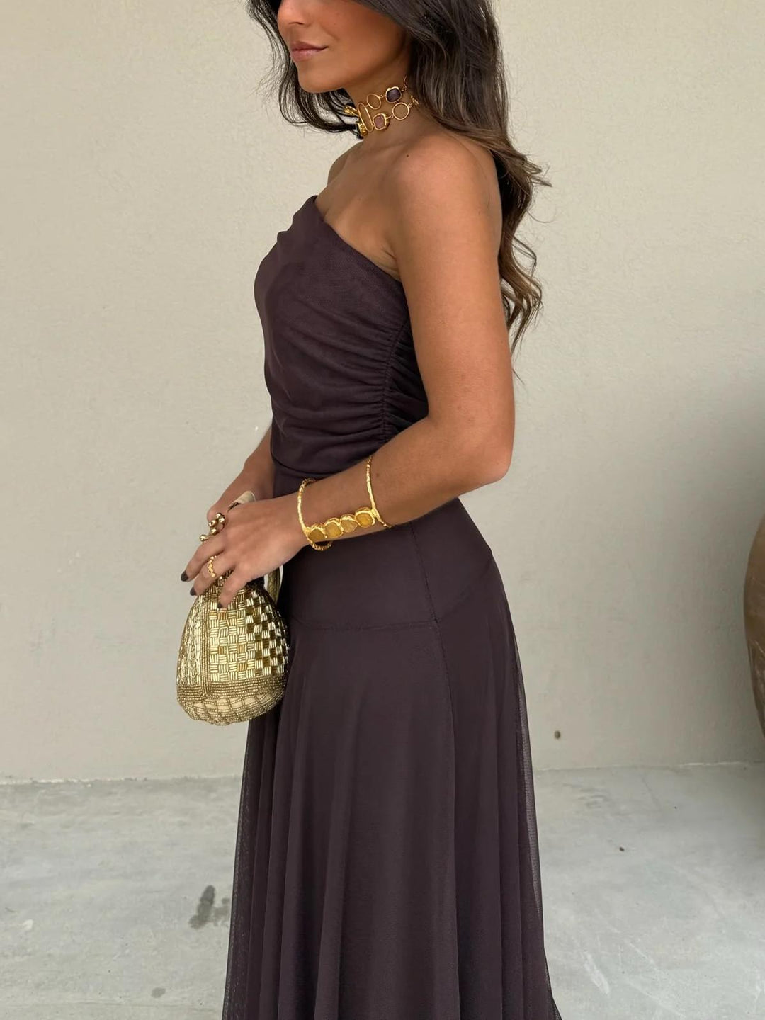 Women’s Dress with Off-the-Shoulder Sleeves