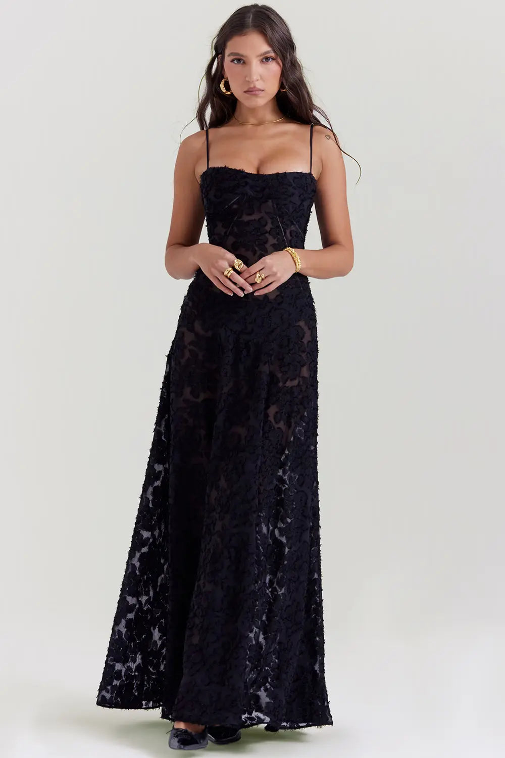 Women’s Dress with Spaghetti Straps and Lace-Up Back