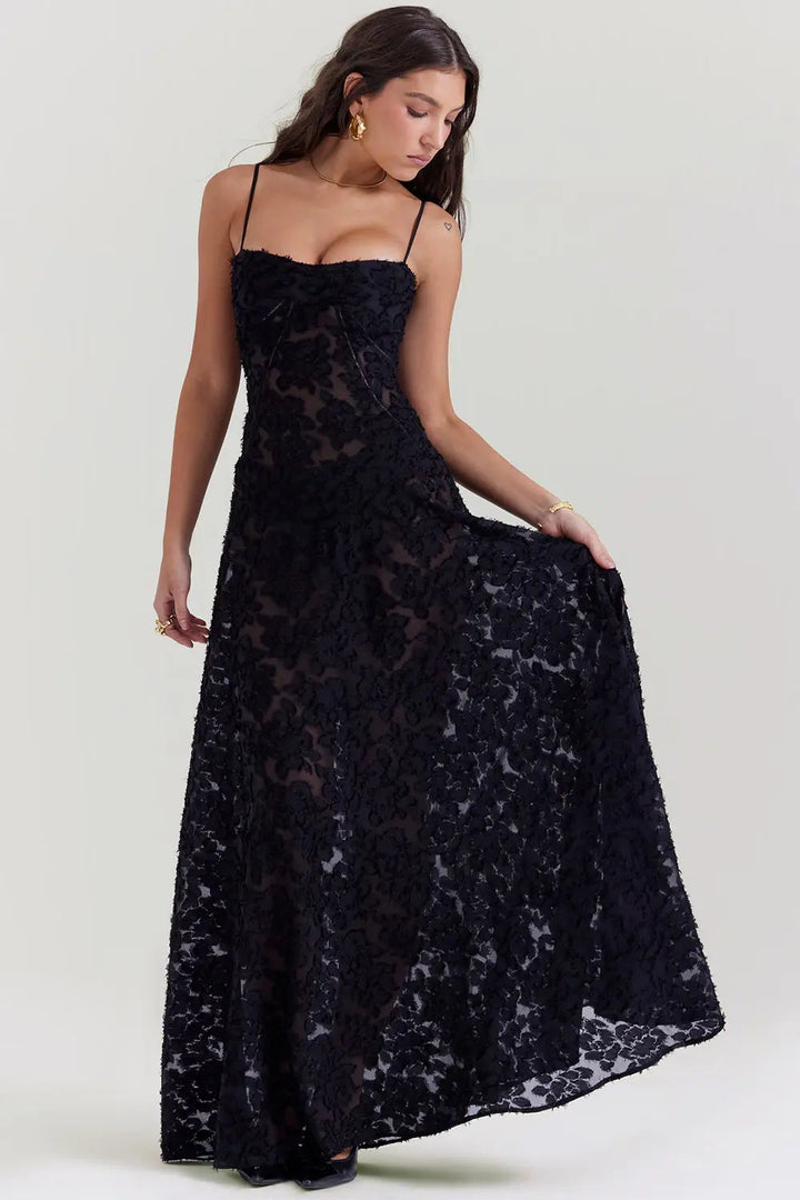 Women’s Dress with Spaghetti Straps and Lace-Up Back