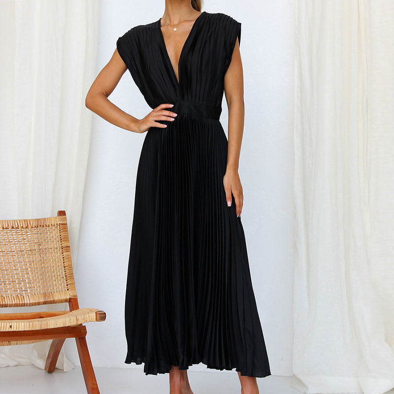 Women’s Dress with V-Neck and Sleeveless Design