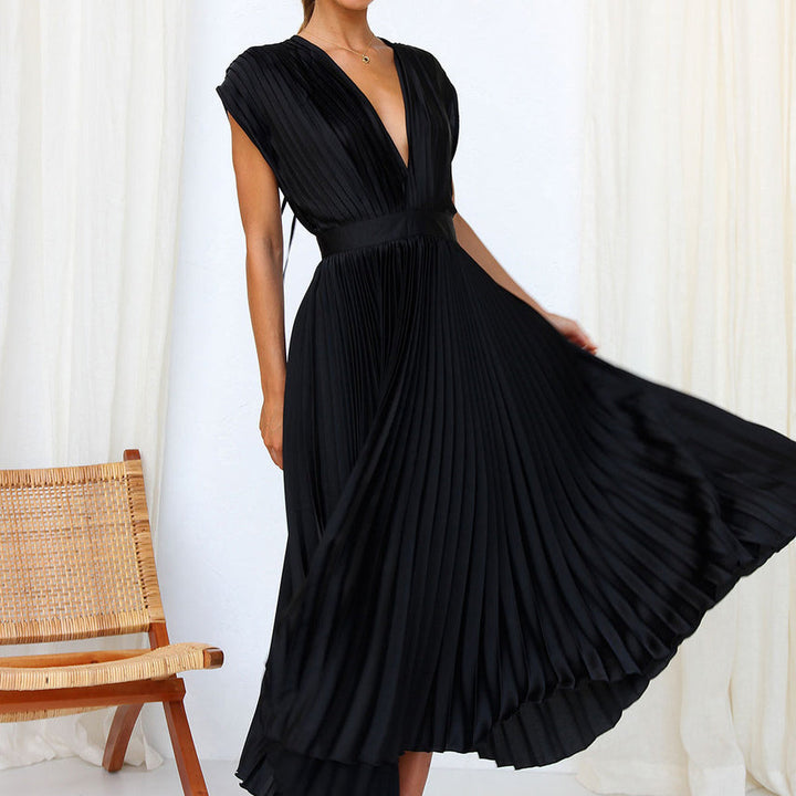 Women’s Dress with V-Neck and Sleeveless Design