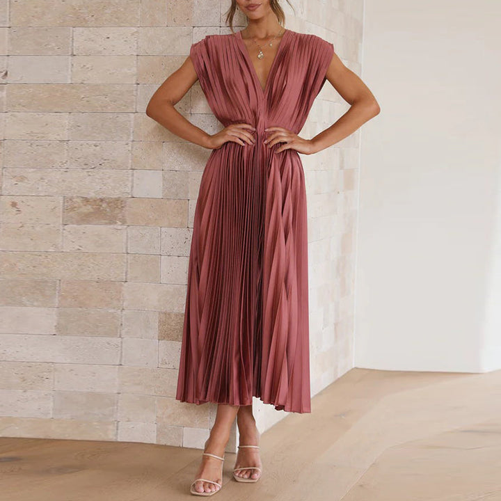 Women’s Dress with V-Neck and Sleeveless Design