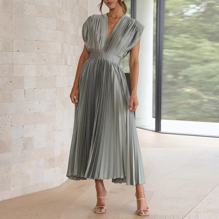 Women’s Dress with V-Neck and Sleeveless Design